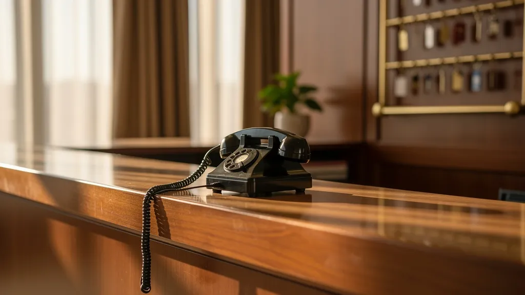 Unbeantwortetes Telefon an der Hotelrezeption, verpasste Anrufe kosten das Hotel Umsatz in der Stoßzeit