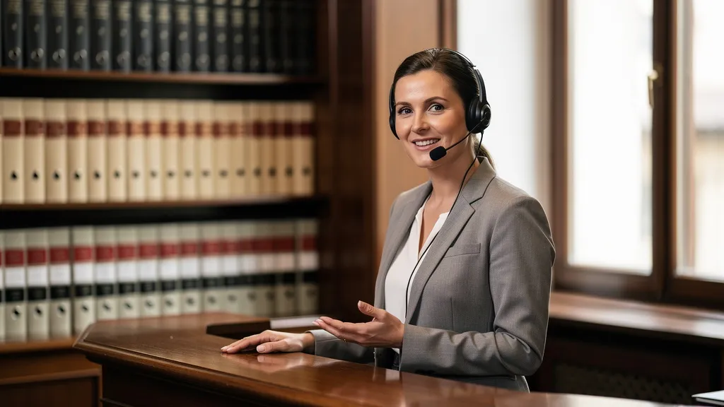 Notarfachangestellte nimmt am Empfang des Notariats Mandantendaten am Telefon strukturiert auf